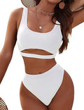 Women's High Waisted Bikini Sets High Cut Bathing Suits Two Piece Sporty Cut Out Swimsuits