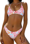 Women's Tie Back Padded High Cut Bralette Bikini Set Two Piece Swimsuit