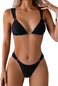 Women's 2 Piece Cheeky Bikini Sets Tie Back Ring Linked Brazilian Swimsuit Sexy Triangle Bathing Suit