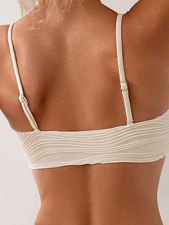Women's Ribbed Bikini Sets U Wire Adjustable Spaghetti Straps Swimsuit Textured Ruched Two Piece Bathing Suit