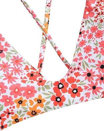 Women's Tie Back Padded High Cut Bralette Bikini Set Two Piece Swimsuit