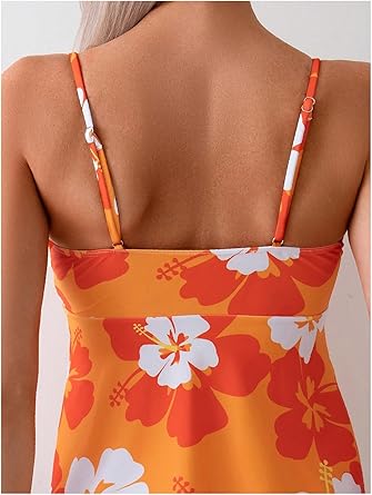 Women's 2 Piece Floral Print Tankini High Waisted Bikini Set Sexy Swimsuit Bathing Suits 2026 Summer Outfits
