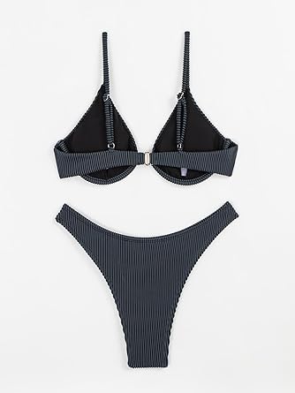 Women Underwire Triangle Bikini Spaghetti Strap Push Up Swimsuit Cheeky Two Piece Bathing Suit